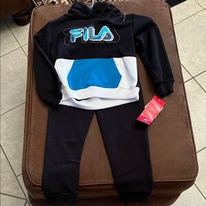 Fila Black and White Hoodie Set with Blue Accents Size 4 New With Tags
